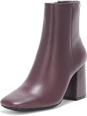 DKNY Women’s Steph Heeled Bootie Dark Cherry Leather Size 7.5